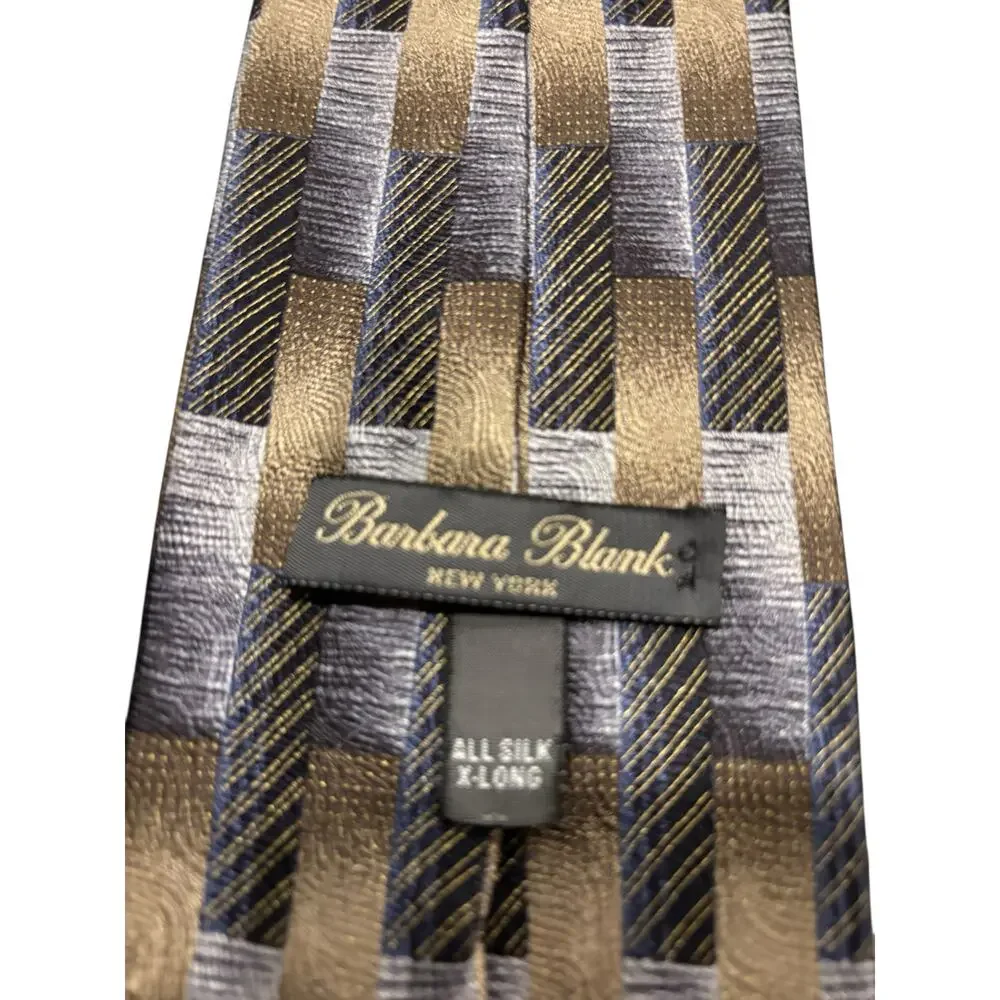 Barbara Blank Geometric Print 100% Silk X-Long Tie